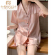 莫代尔感睡衣女夏季冰丝短袖短裤真.丝.稠家居服夏天网红风套装可外 浅黄色#YX-9214 2XL [131-145]斤