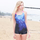 
Yingfa Swimsuit Digital Print Y1283-2 Digital Printing Belly Slimming One-piece Swimsuit Small Flat Swimsuit Blue 1283 L is suitable for 100 to 115 Jin [Jin equals 0.5 kg]