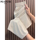 Pantalon décontracté à séchage rapide sur glace fabriquée en coton pour les femmes pour l'été mince 2025 Nouveau petit pantalon de harem lâche à taille haute 8193 bleu marine [haute qualité 18,5] l 100-115jin [Jin est égal à 0,5 kg]