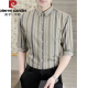 Pierre Cardin (Pierre Cardin) Camisa de cuarto alas de la altura de alas cortas de manga corta de manga corta delgada delgada a media manga de rayas a media manga de la altura a la mano de la mano de la manga de mangas DC679 Mhaki M [sugerido 90-110Jin [Jin equivale a 0.5 kg]]]