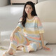 
Pure cotton pajamas for women in summer short-sleeved trousers set 2025 new Korean version of cute summer cartoon casual season home clothing 9711 L [100-120Jin [Jin equals 0.5 kg]]