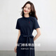 
Shangdubila 100% cotton polo collar tilt two-button contrasting embroidered dress for women in summer commuting temperament versatile skirt