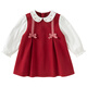 DAVE&BELLA girls' dress, baby girl's fake two-piece dress, new spring dress, fashionable children's princess dress, children's dress, red, in stock, 110 cm (recommended height 100-110cm)
