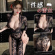 Sexy underwear small breast lace uniform 2024 new sexy date pajamas battle robe 9766 retro lace slit long skirt black average size recommended weight 80-120 Jin [Jin equals 0.5 kg]