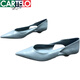 卡帝乐鳄鱼（CARTELO）欧洲站女鞋2025春季新款欧货真皮细跟浅口尖头镂空猫跟休闲单鞋女 白色 36
