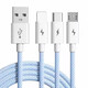 Three-in-one braided data cable suitable for Apple Android Huawei one-to-three charger cable car multi-head p60 mobile phone tablet USB multi-function vivo universal extension 1.2 meters three-in-one silicone white 120w super fast charge