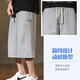 Pantalones cortos recortados de gofres finos de verano para hombre, pantalones deportivos sueltos, informales, transpirables, por encima de la rodilla, talla grande, gris oscuro XL