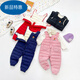 Warm winter baby overalls suit winter outer wear plus velvet for boys and girls baby open jumpsuit down cotton trousers bean paste red (plus velvet) 80 70-80CM