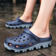 Ningmeng Big Foot Wide Foot Hole Shoes Sandals de tamaño extra grande para hombres Sumanes sin deslizamiento sin deslizamiento de doble uso de doble uso más zapatos de playa grasas y más grandes S9859 Azul oscuro 37