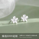 Core luxury 999 sterling silver gardenia earrings for women 2025 new popular earrings light luxury niche high-end silver earrings 999 sterling silver gardenia small size (spiral style)