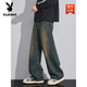 Playboy (Playboy) Waschen alter Sommerdünn Jeans Herren gerade lose Weitbeine Amerikanische High Street Hose 1047 Nostalgische Farbe 2xl