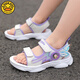 G.DUCKKIDS little yellow duck summer girls sandals medium and large children primary school students shoes soft sole open toe girl beach princess 9901 watermelon red 27 size inner length/17.2cm