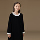 Haqi children's clothing autumn and winter French Hepburn style children's lace velvet girls long-sleeved dress thick mousse black 160