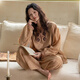 
Jumashi pajamas ladies spring and autumn 2025 new high-end embroidered long sleeves can be worn on the outside loose large-size home clothing set S85130# long-sleeved trousers-Grapese M [recommended 80-120Jin [Jin equals 0.5 kg] wear] There is a lining on the chest