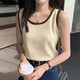 New summer suspender vest for women wearing inner and outer bottoming shirts, fashionable waffle splicing design sleeveless tops, B167-white L Recommended 105-115Jin [Jin equals 0.5 kg]