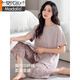 Pajamas modal modal Summer 2025 Nouvelle manche courte Mom mince maman d'âge moyen grande taille Ice de glace d'été Vêtements maison DM13803 m (160): 80-100jin recommandés [Jin est égal à 0,5 kg] à porter