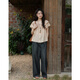 
Mystery Korean black ear plaid shirt for women 2025 summer new Korean version summer lotus leaf sleeve loose top for women honey orange top S