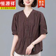 Hengyuanxiang 2025 Summer Nuevo camisa de manga corta a rayas verticales para madres de mediana edad camisa de algodón de algodón de algodón de arroz pequeño de arroz pequeño