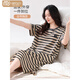 Victoria's style 2025 new nightgown with chest pad for women's summer cotton short-sleeved thin striped mid-length pajamas home clothes skirt with chest pad 14103 L 165 Recommended weight 100-120 Jin [Jin equals 0.5 kg]