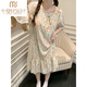 MODAL Princess Style Pyjamas Frauen Sommer mit Brustgebäck pastoraler kurzärmeliger Nachtkleid 2025 Neue Heimkleidung 16864 Pink Blumengrün Blatt feste Brustpolster 2xl 175