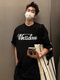 WE11DONE trendy brand summer American letter printing loose cotton short-sleeved niche ball suit couple T-shirt men and women black (retro 1506) M
