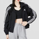 阿迪达斯（adidas）外套女 2025夏季新款运动休闲服时尚防风衣连帽开衫透气夹克上衣 梭织连帽/三条纹/黑色/偏小一码 S (160/84A)