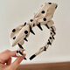 Hua Shike Korean style polka dot bow headband for women 2025 new high-end sense with teeth pressure hair high head non-slip face wash headband 1# black polka dot-rabbit ear headband