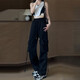 
Pink work pants for women in summer thin 2025 new high waist droop parachute quick-drying casual wide-leg American sports Ant-687[Yellow] L