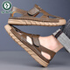 Woodpecker 2025 comfortable and versatile cowhide men's shoes for summer new genuine leather hollow hole shoes soft sole breathable beach shoes new 9197 new brown 38