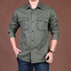 Septwolves (septwolves) broken code 2025 spring loose long-sleeved shirt for men business fashion casual large size multi-bag washing cotton workwear 1283 military green M weight 105 to 130 Jin [Jin equals 0.5 kg]