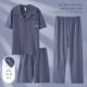 Catman (MiiOW) men's pajamas 2025 new three-piece set pure cotton short-sleeved trousers for summer thin styles, can be worn outside with larger size home clothing LMSJ9274 3XL Recommended 175-195Jin [Jin equals 0.5 kg]