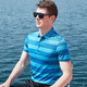 EGW international luxury brand short-sleeved T-shirt men's summer summer mulberry silk lapel thin contrast striped fashion polo shirt green L /50 (175/92A)