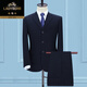 Classic car men's three-piece suit formal loose business casual suit middle-aged dad's suit wedding suit groomsmen large size three-button navy blue (jacket + pants + tie) XL 180 (recommended 140-160 Jin Jin equals 0.5 kg)