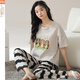 Modal pajamas for women in summer 2025 new short-sleeved suit trousers all cotton Korean thin style for outdoor wear Y9712 M (recommended 75-95Jin [Jin equals 0.5 kg])