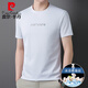 Pierre cardin 2025 new men's short-sleeved T-shirt summer ice silk thin casual mulberry silk solid color half-sleeved top round neck D13603 black M 165