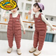 G.DUCKKIDS children's down cotton overalls for infants and toddlers, winter thickened cotton pants for boys and girls, open-fit pants, brown 100 cm, recommended for around three years old