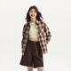 Semir long-sleeved shirt for women mid-length lazy loose off-shoulder autumn chic retro plaid shirt 101524105004