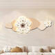 SANQIHU Nordic Cream Style Sala de estar Pintura decorativa con relojes y fondo de sofá Pintura colgante de pared LED Lámpara de pared de reloj creativa C 15052cm Arte creativo UV Tallado + oro