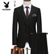 Playboy (PLAYBOY) Spring and Autumn Men's Suit Three-piece Business Suit Suit Groomsman Suit Men's Groom Wedding Suit CYM-87882 Navy Blue (Three-piece Suit) 5XL 175-190Jin Jin equals 0.5 kg