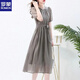 
ROMON high-end dress for women summer 2025 new temperament, fashionable waist-hugging slim and slim and unique gray skirt. Gray XL 117-127Jin[Jin equals 0.5 kg]
