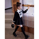 Burwilde international brand girls' preppy dress 2025 spring and autumn style children's fashionable princess dress for women Bow Hepburn black bow dress (gift box) 160 recommended 145-155cm