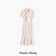 
Mandy Zhang'Golden Ratio Princess Line'S-shaped thin flashing small fragrant fish tail dress for women's summer dress Sakura pink (removable streamer) S