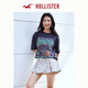 HOLLISTER【凉感印花T】25夏新款情侣宽松T恤男装女装KI323-5008 褪色黑色 S (175/92A)