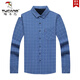 Woodpecker (TUCANO) winter plus velvet thickened long-sleeved shirt for men middle-aged plaid cotton warm shirt without ironing loose daddy suit blue [Heng-6626 plus velvet shirt] 190/4XL/44 [180-200Jin [Jin equals 0.5 kg] wear]