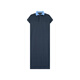 Vestido gordo de Meiyang (Meiyang), textura de perla algodón de algodón contrastante collar de polo flojo suelto vestido de producto nuevo, azul marino (falda larga) s