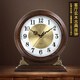 Hanshi (Hense) large size solid wood table clock living room desktop table clock European retro clock home atmospheric quartz clock HD208 one-sided viewing (black walnut color)
