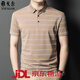 
Yageol mulberry silk short-sleeved T-shirt for men 2025 summer new striped lapel middle-aged daddy outfit polo shirt for men 826 green M 165