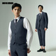 Lilang-Anzug dreiteilige Herrenfalthose Anzug 25 Herbst Formales Kleid dunkelblau XL 175/88a