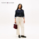 Tommy Hilfiger [Kabeltextur] 25 neue Herbst- und Winter -Streifenpullover für Frauen mit fester Farbe Runde Hals Strickjacke [Kabel -Strickjacke] Marine Blue DW5 XS (Empfohlen: 100 Jin [Jin entspricht 0,5 kg] oder weniger)