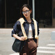 
EP Yaying 2025 early autumn new product, long velvet cotton retro washing denim jacket short jacket J103A Navy S